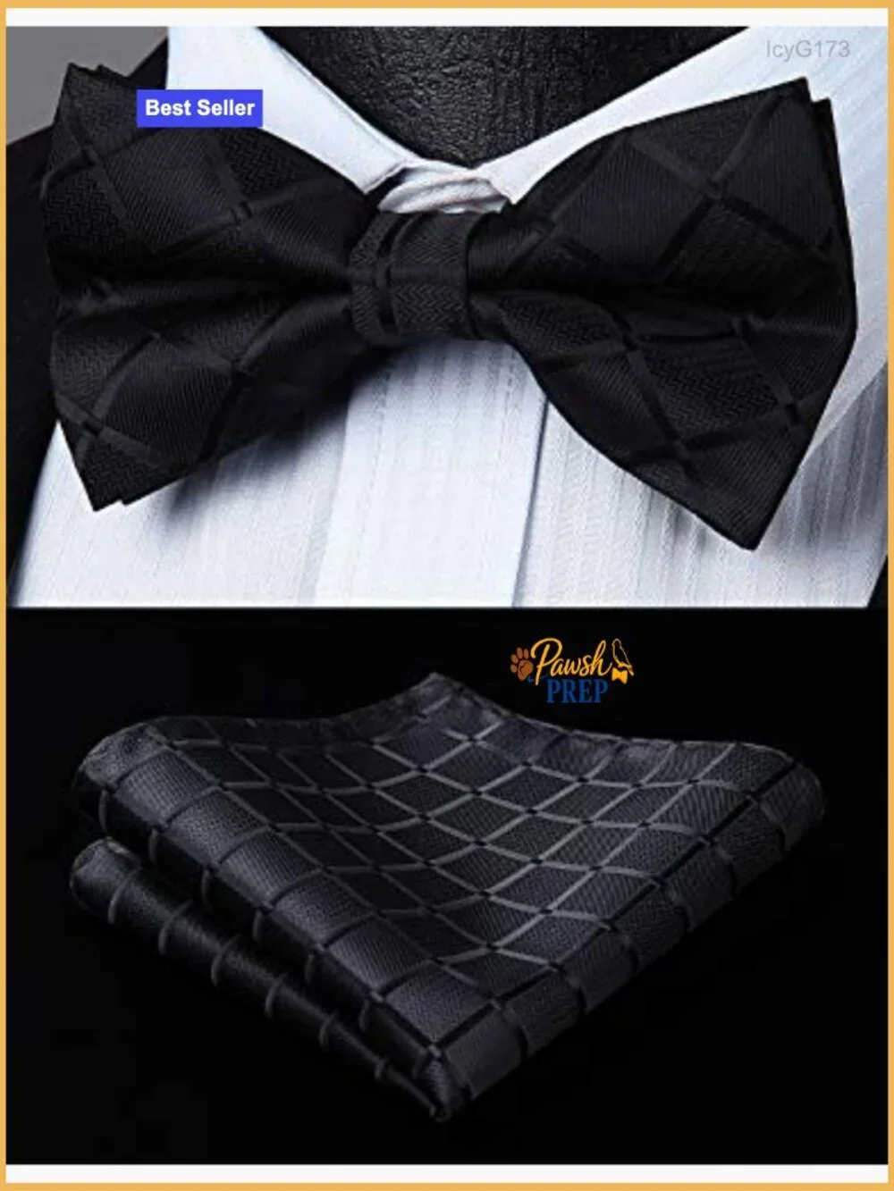 Pre-Tied Bow Tie & Pocket Square Set for Formal Wedding Tuxedo